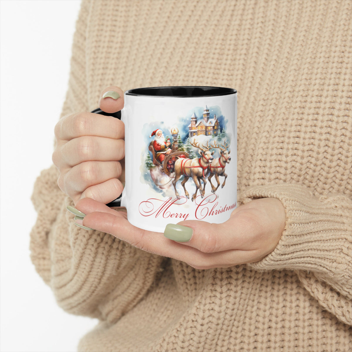 Santa Claus is coming Two-Tone Mug by ChristmasLoving.Shop