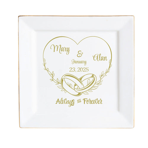 Ceramic Square Plates, Weddings Day Appetizers, Personalized Dinner Decor, Romantic Custom Plates, Table Setting Gift, Wedding Day by popcustoms