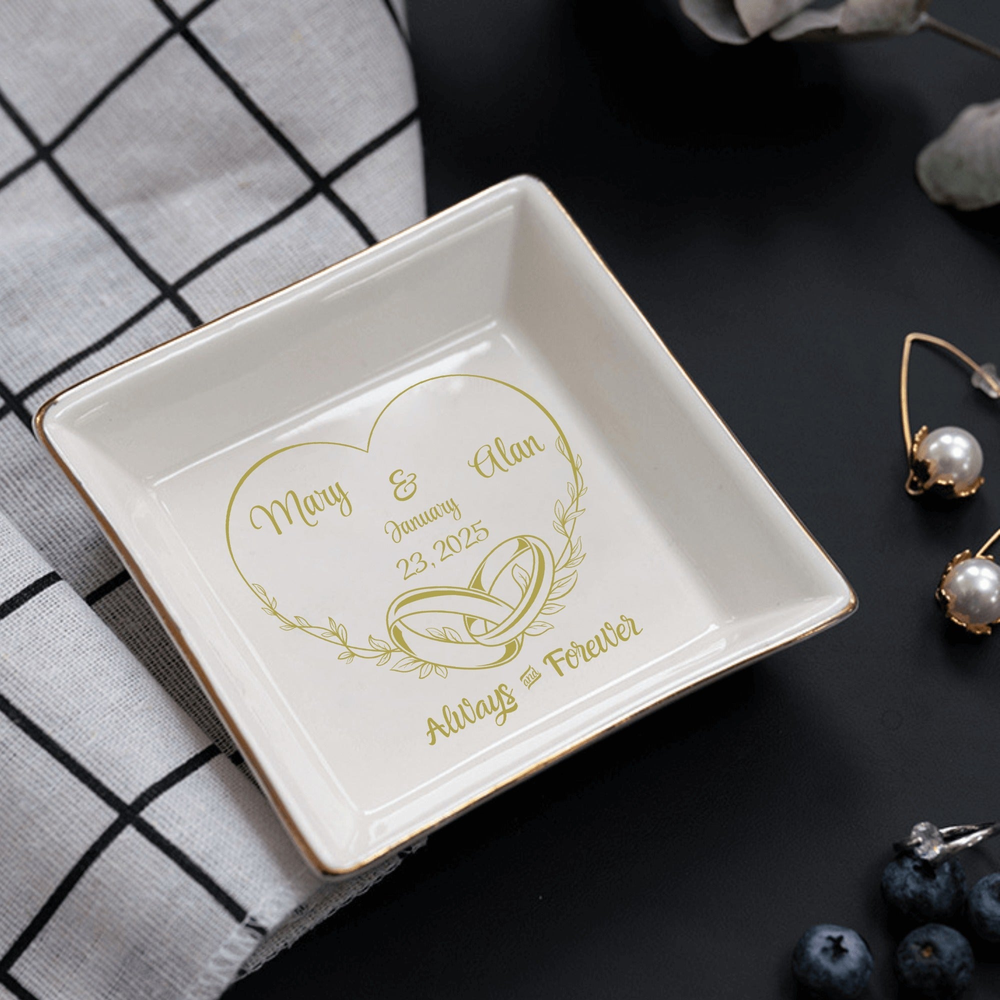 Ceramic Square Plates, Weddings Day Appetizers, Personalized Dinner Decor, Romantic Custom Plates, Table Setting Gift, Wedding Day by popcustoms