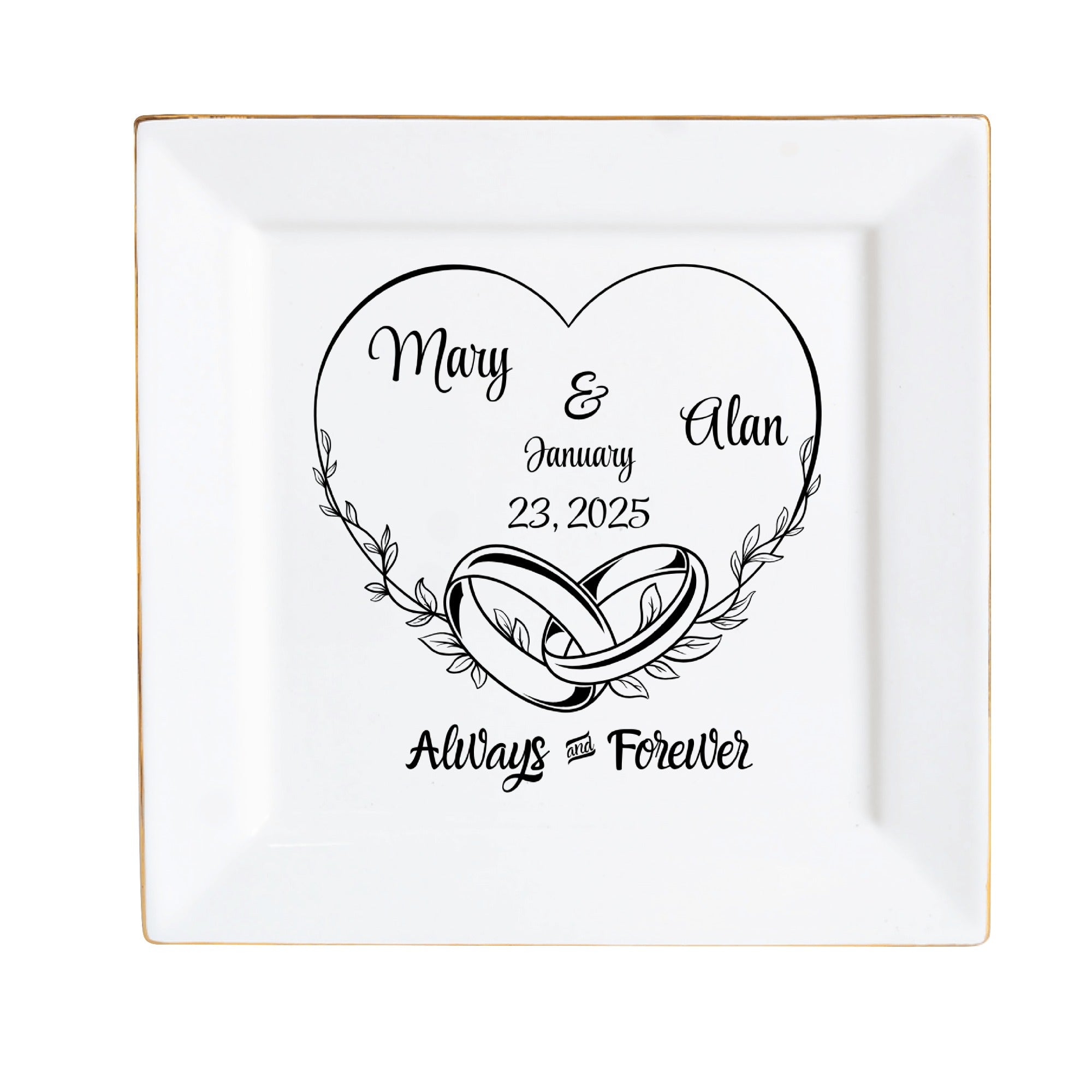Ceramic Square Plates, Weddings Day Appetizers, Personalized Dinner Decor, Romantic Custom Plates, Table Setting Gift by popcustoms