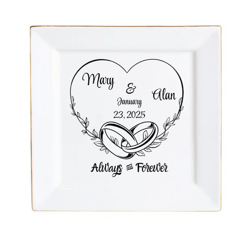 Ceramic Square Plates, Weddings Day Appetizers, Personalized Dinner Decor, Romantic Custom Plates, Table Setting Gift by popcustoms
