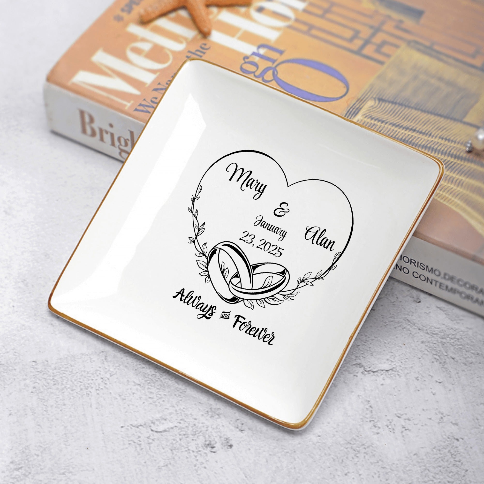 Ceramic Square Plates, Weddings Day Appetizers, Personalized Dinner Decor, Romantic Custom Plates, Table Setting Gift by popcustoms