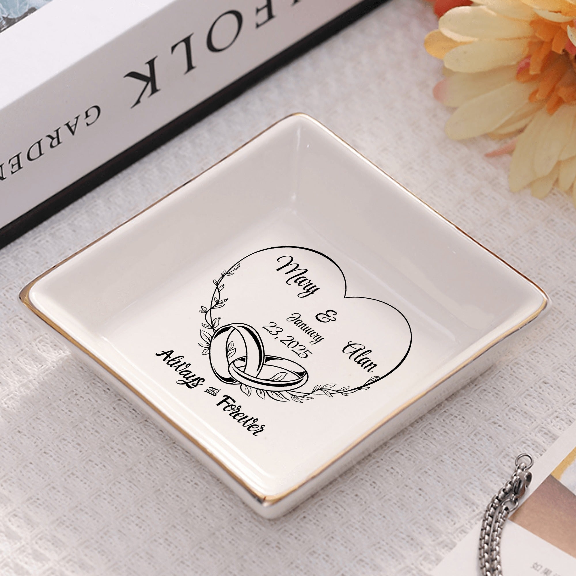 Ceramic Square Plates, Weddings Day Appetizers, Personalized Dinner Decor, Romantic Custom Plates, Table Setting Gift by popcustoms