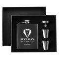 Personalized Best Man Hip Flask Set 7oz Black Stainless Steel with A Gift Box by popcustoms