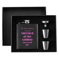 Personalized Mother of the Groom survival kit Hip Flask Set – 7oz Black Stainless Steel with Gift Box & Custom Engraving by popcustoms