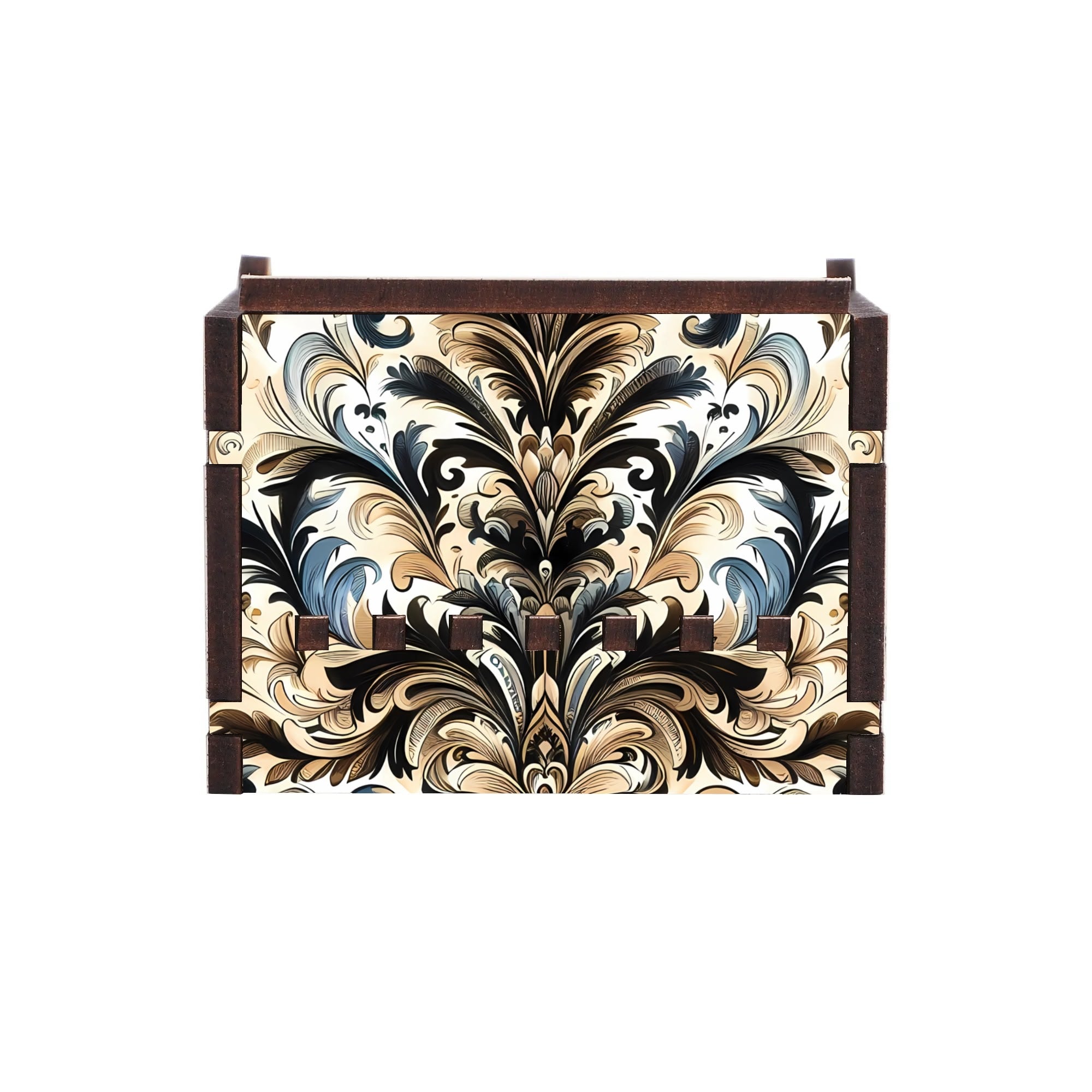 Elegant Damask Pattern Wooden Music Box Gift – Vintage Style Decorative Keepsake for Her by popcustoms