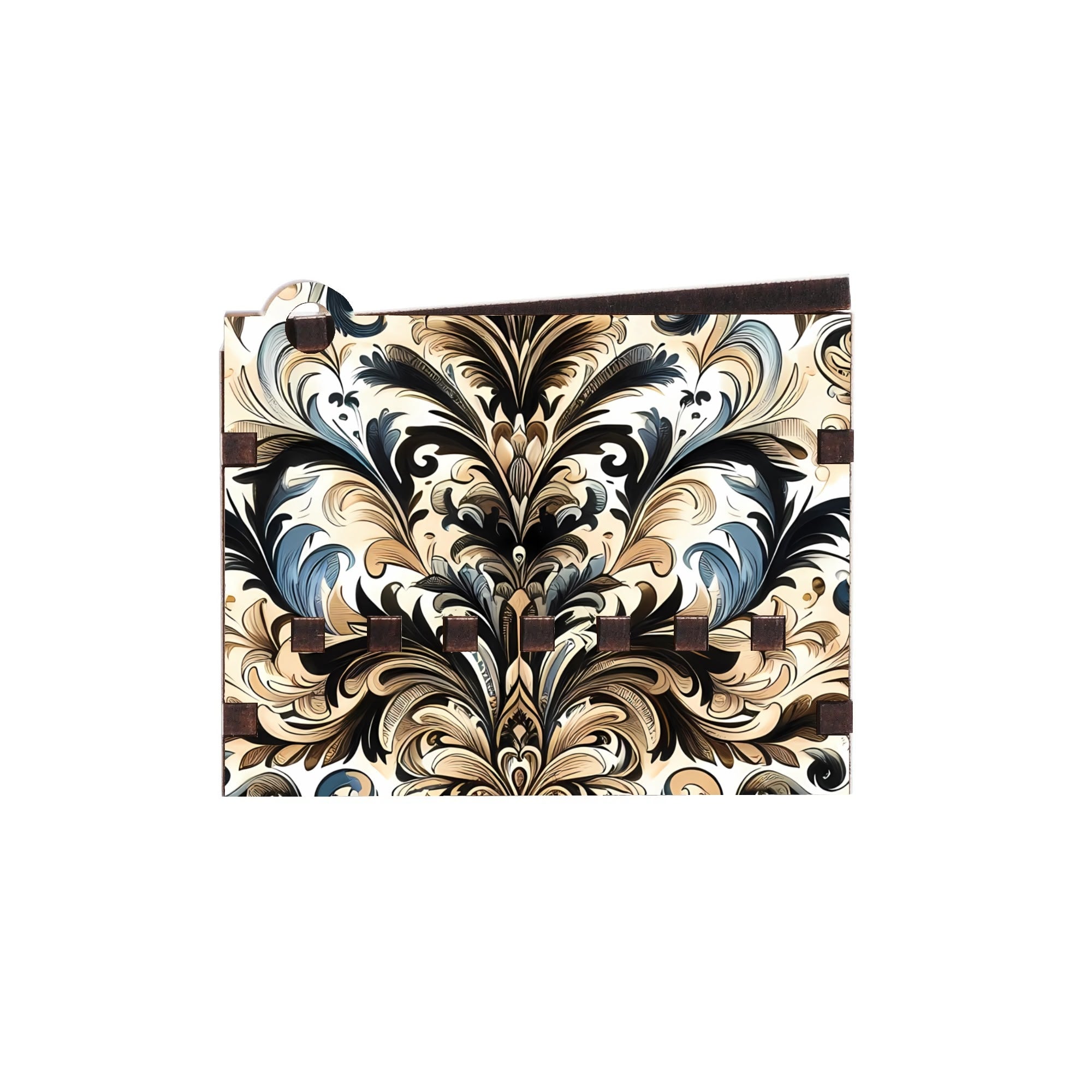 Elegant Damask Pattern Wooden Music Box Gift – Vintage Style Decorative Keepsake for Her by popcustoms
