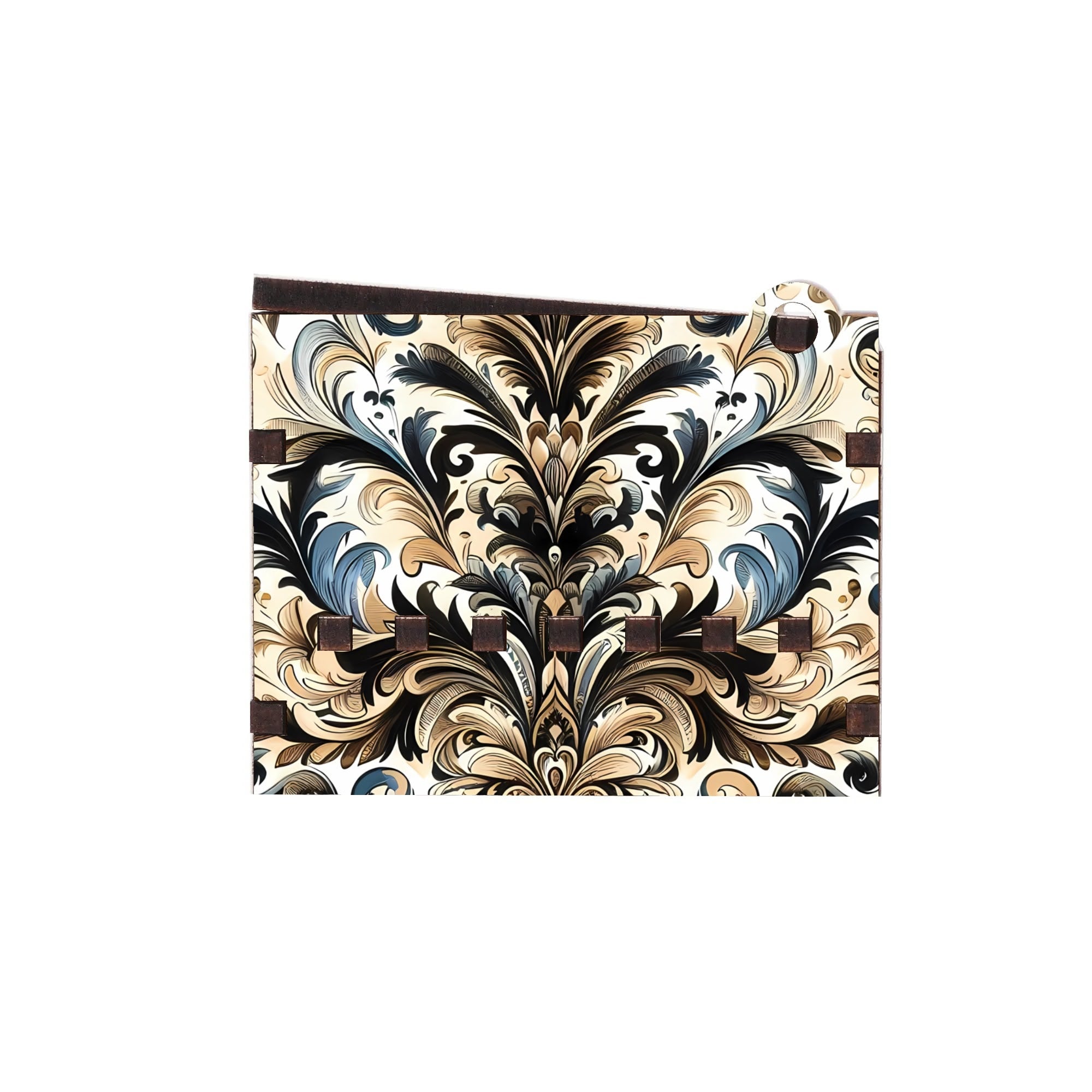 Elegant Damask Pattern Wooden Music Box Gift – Vintage Style Decorative Keepsake for Her by popcustoms