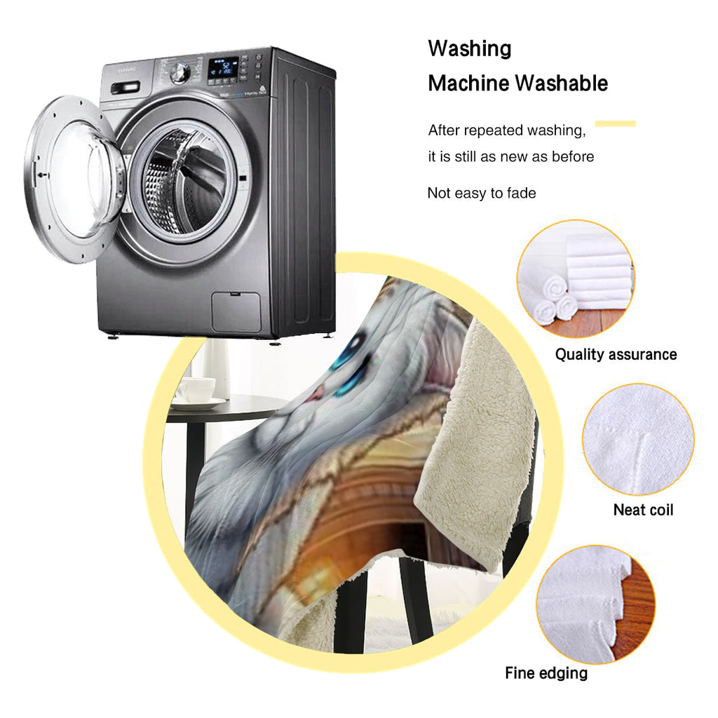 Sherpa Blanket (Vertical Version) | Polyester (Imitation Wool) - wh cat ch1 by ChristmasLoving.Shop
