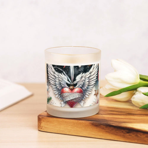 Angel Wings Christmas Candle Frosted Glass (Hand Poured 11 oz) by ChristmasLoving.Shop