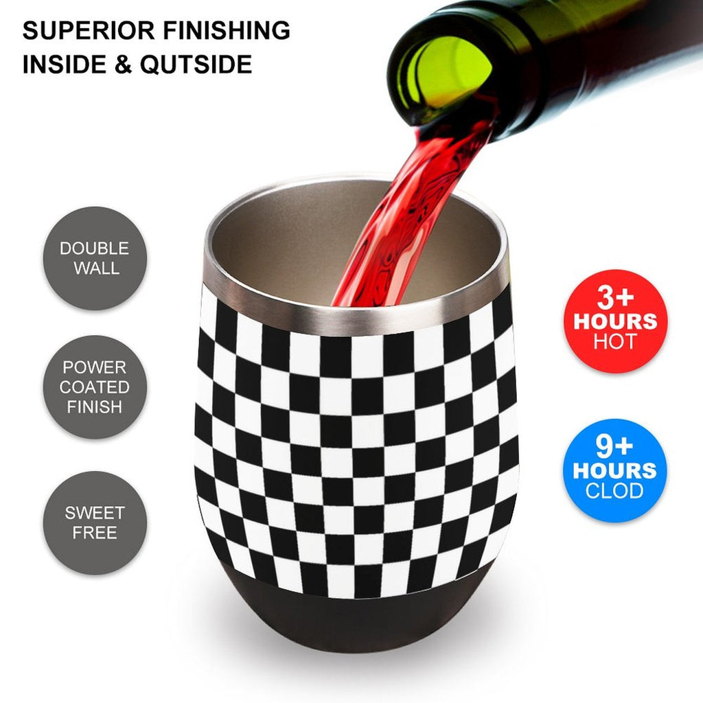 Black and White Wine Tumbler with Lid by SALE-Personal Design