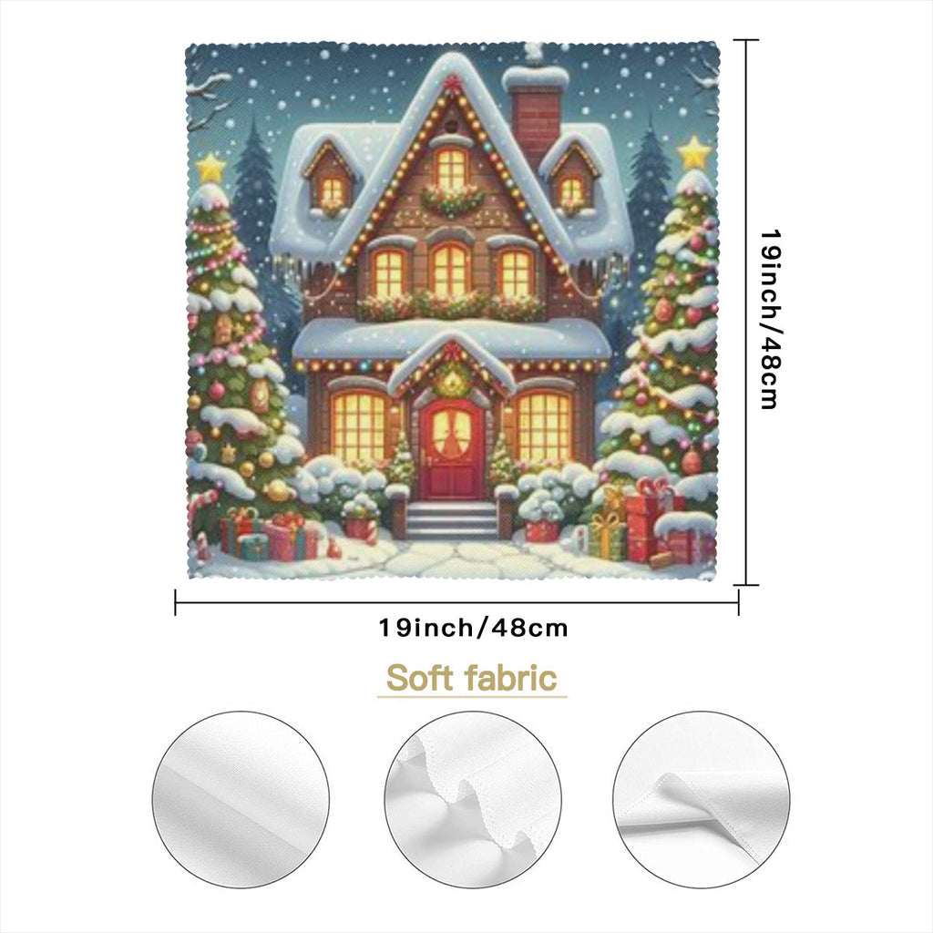 Christmas House Napkin Fabric｜ Polyester by ChristmasLoving.Shop
