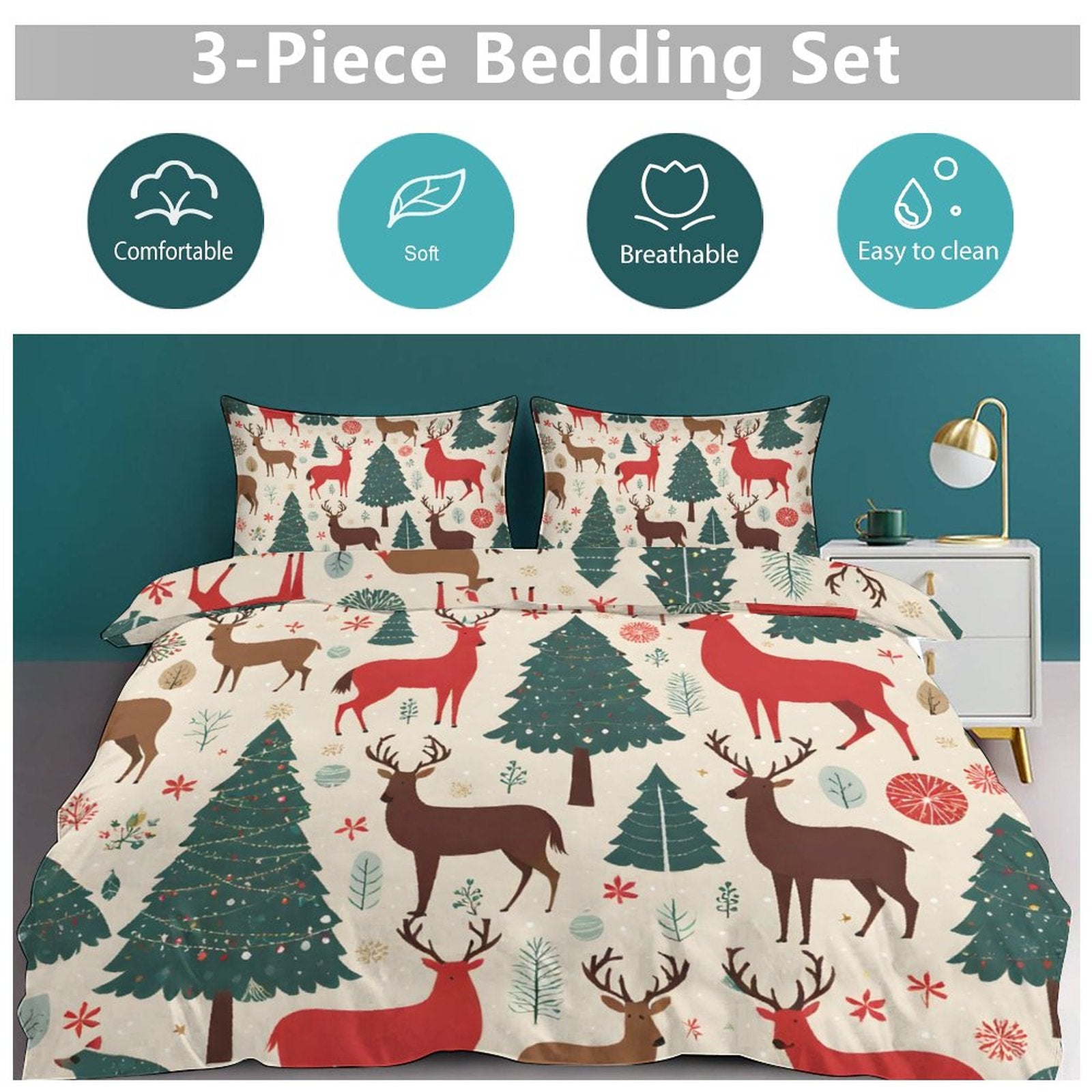 3-Piece Bedding Set-90"x90"/ 229x229cm (Dual-sided Printing) by SALE-Personal Design