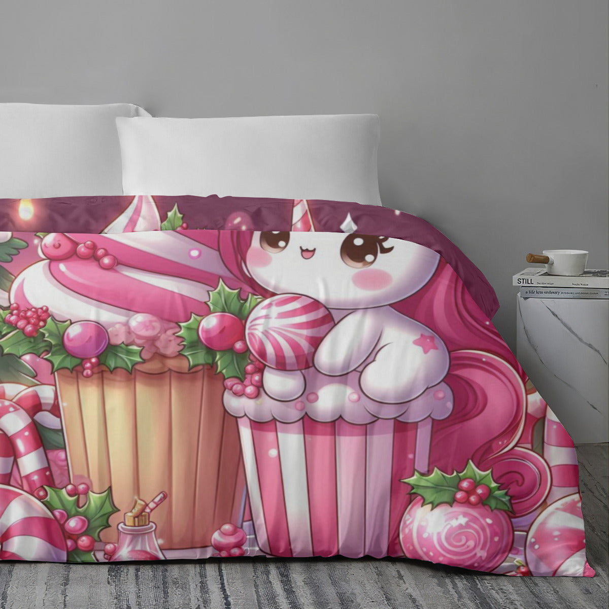 Quilt Cover Four-Piece Set (Double-Sided Printing) | Polyester - pink ch1 by My Store