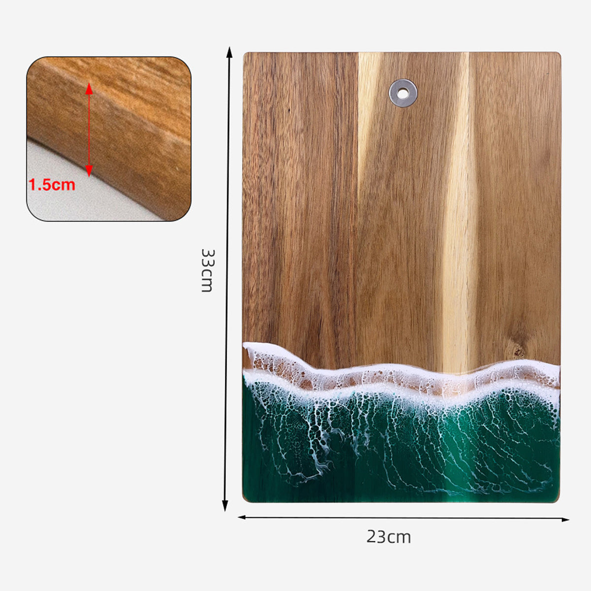 Wood Cutting Board Resin Blue green Wave Pattern by eprolo