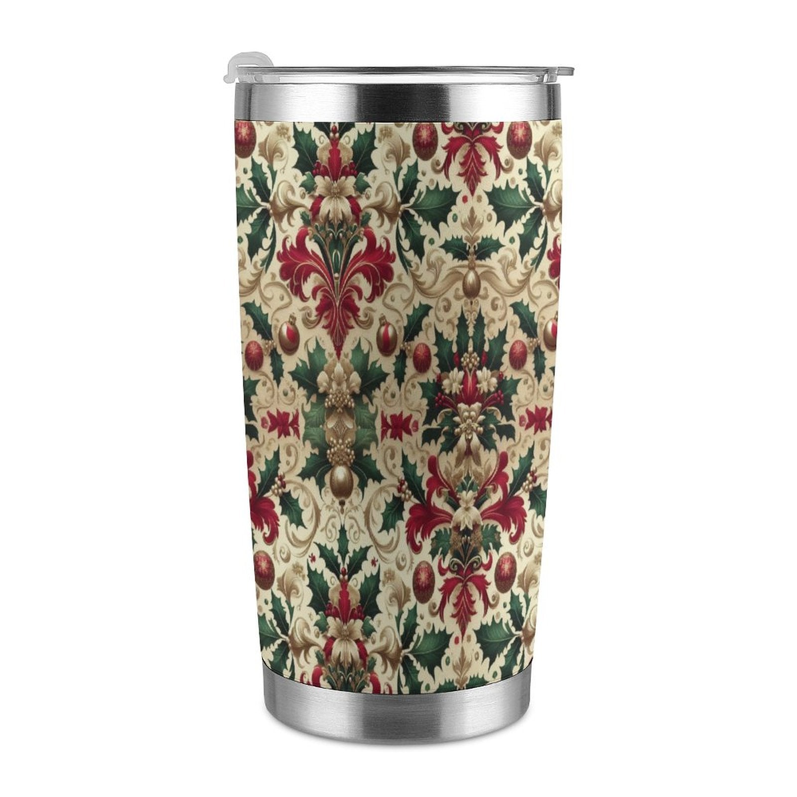 20oz Silver Rim Car Cup – All-Over Christmas Pattern Design by SALE-Personal Design
