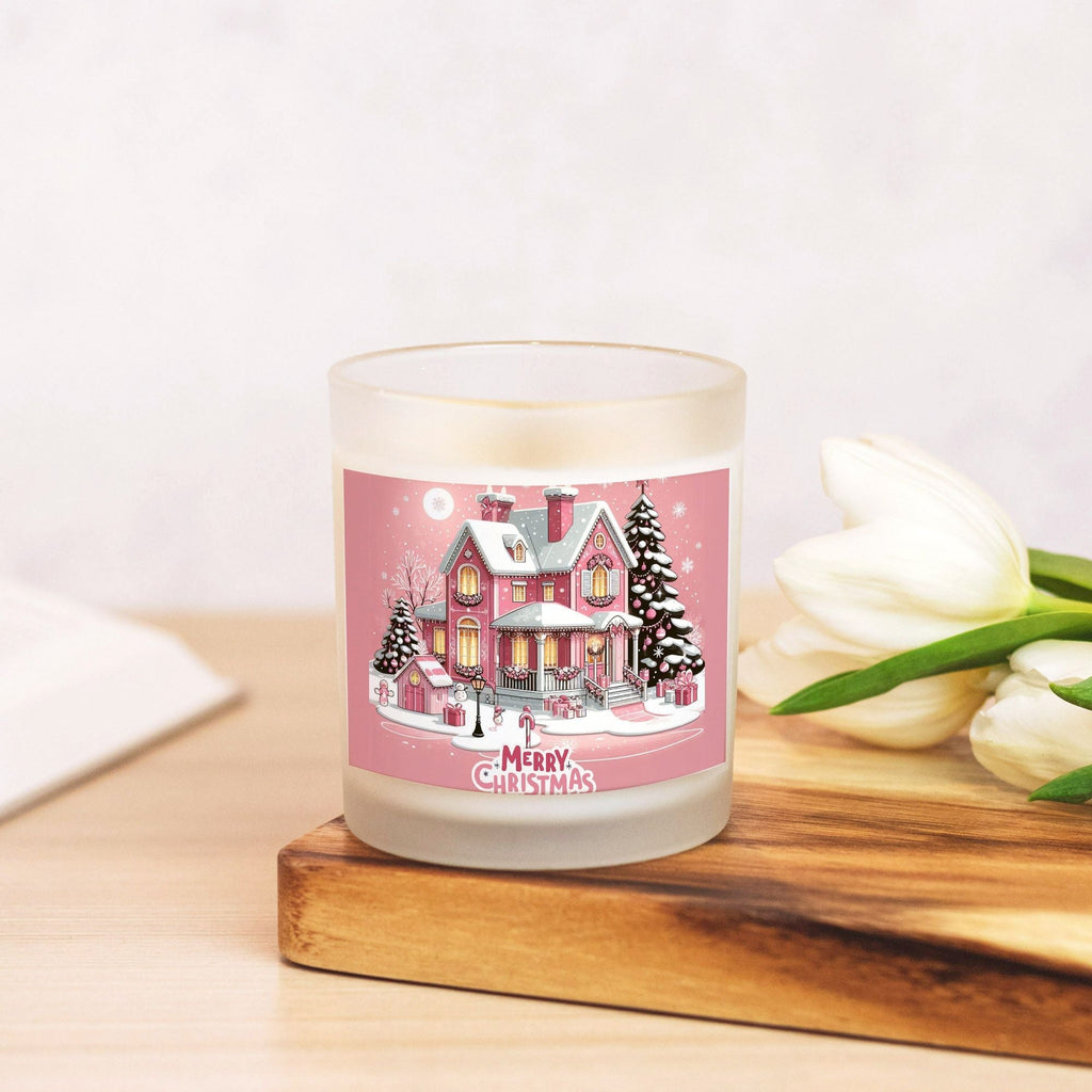 Merry Christmas Candle Frosted Glass Holder, Holiday Candle Decor, Christmas Table Centerpiece, Festive Home Decoration by ChristmasLoving.Shop