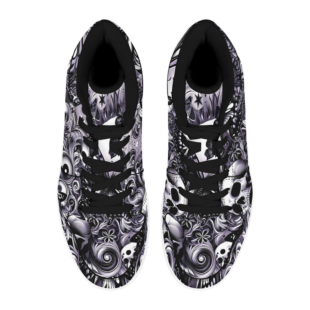 Skulla and Roses Women's High Top Sneakers (Model 20042) by Artsadd