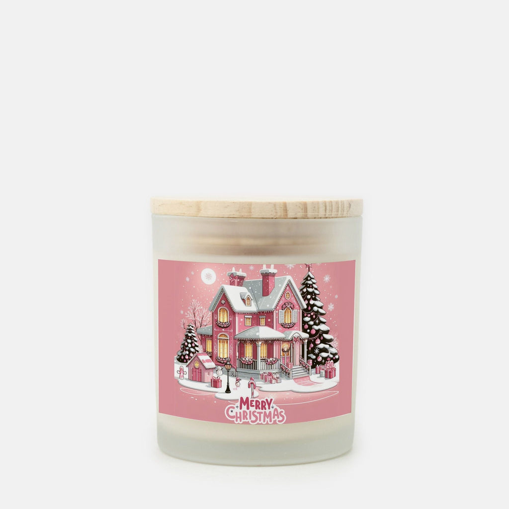 Merry Christmas Candle Frosted Glass Holder, Holiday Candle Decor, Christmas Table Centerpiece, Festive Home Decoration by My Store
