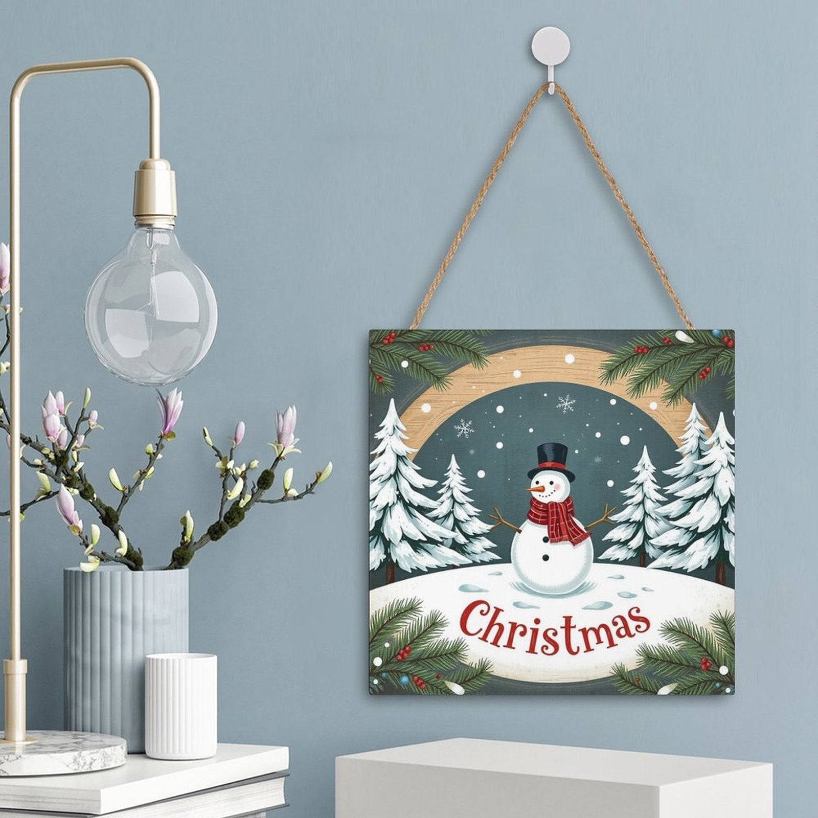 Christmas Square Wood Wall Decor Hanging Sign-12"x12"/30x30cm by SALE-Personal Design