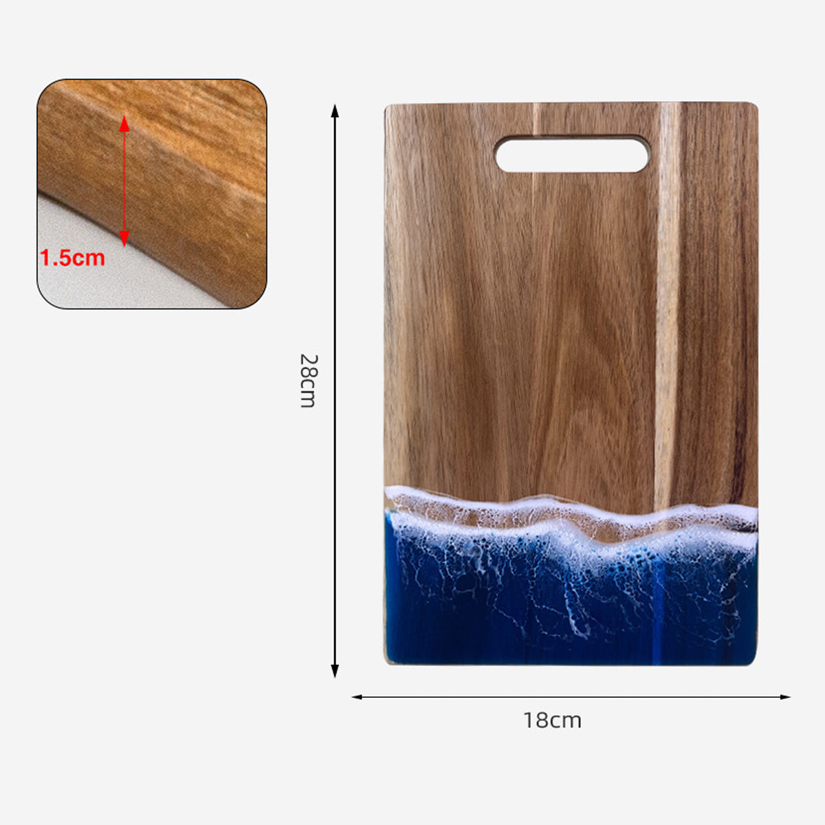 Wood Cutting Board Resin Blue green Wave Pattern by eprolo