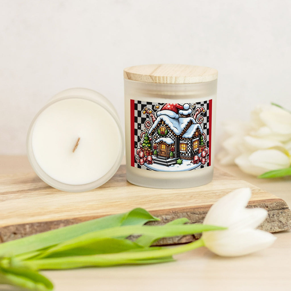 Candle Frosted Glass (Hand Poured 11 oz) Christmas House by ChristmasLoving.Shop