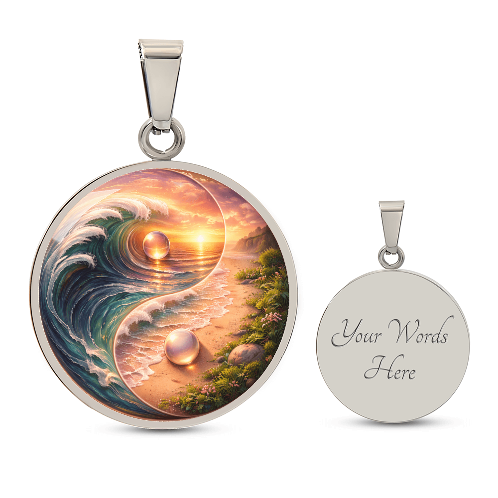 Luxury Graphic Circle Necklace Yin Yang Sunset inspired