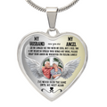 Luxury Graphic Heart Necklace My Husband My Angel personalized with photo and engraving on back