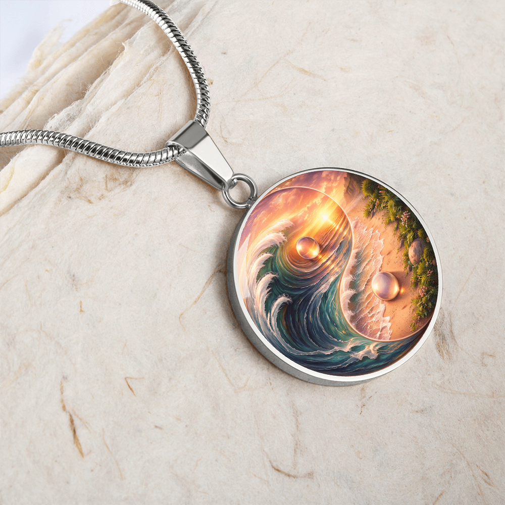 Luxury Graphic Circle Necklace Yin Yang Sunset inspired