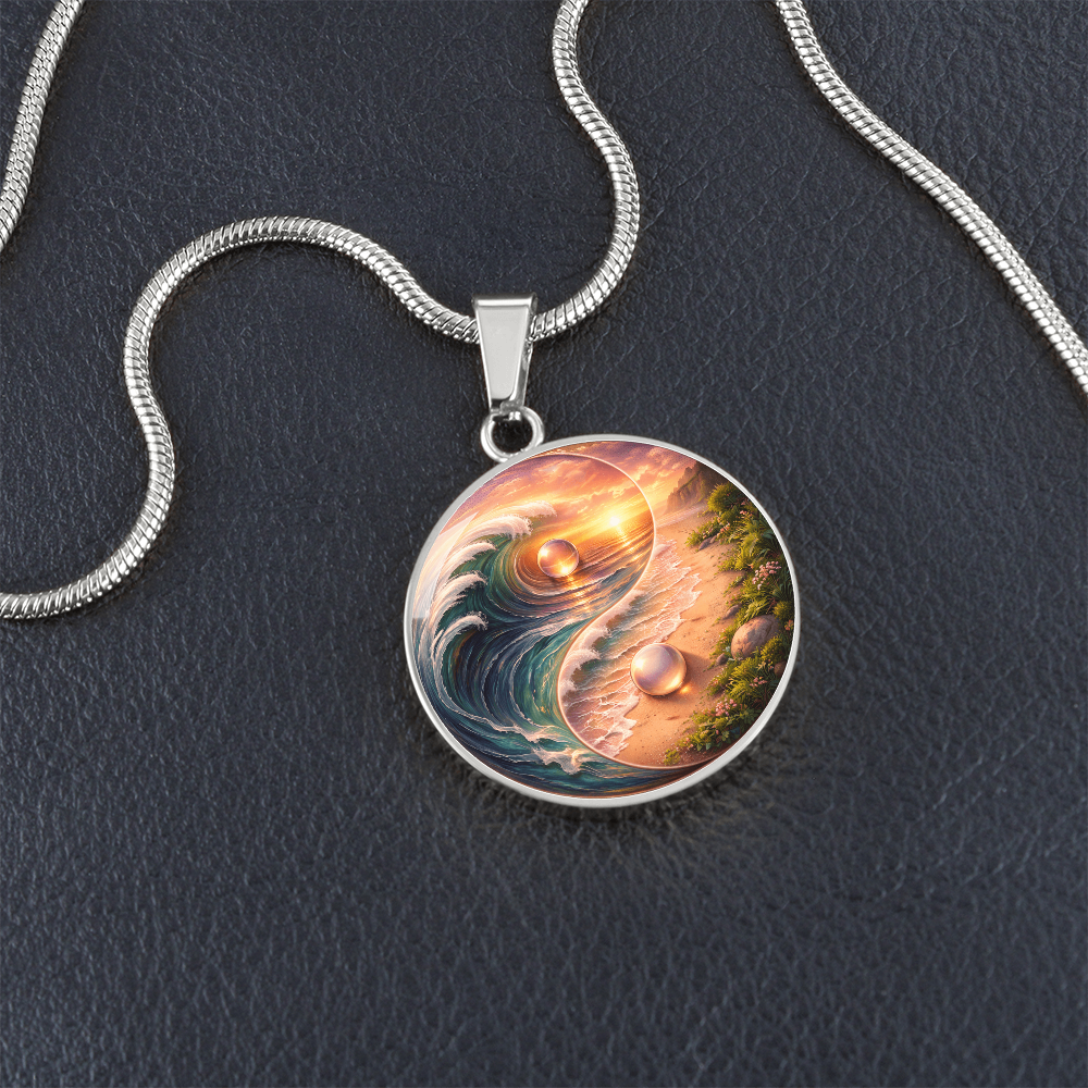 Luxury Graphic Circle Necklace Yin Yang Sunset inspired
