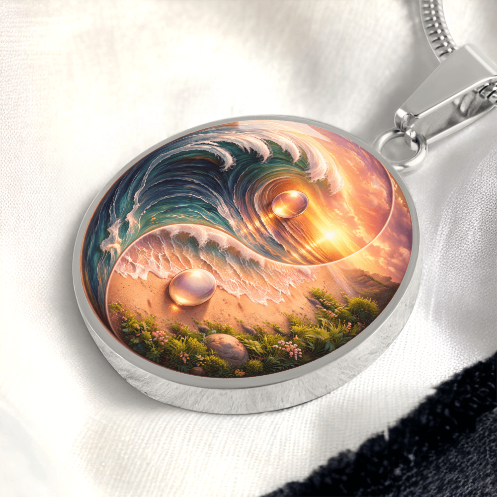 Luxury Graphic Circle Necklace Yin Yang Sunset inspired