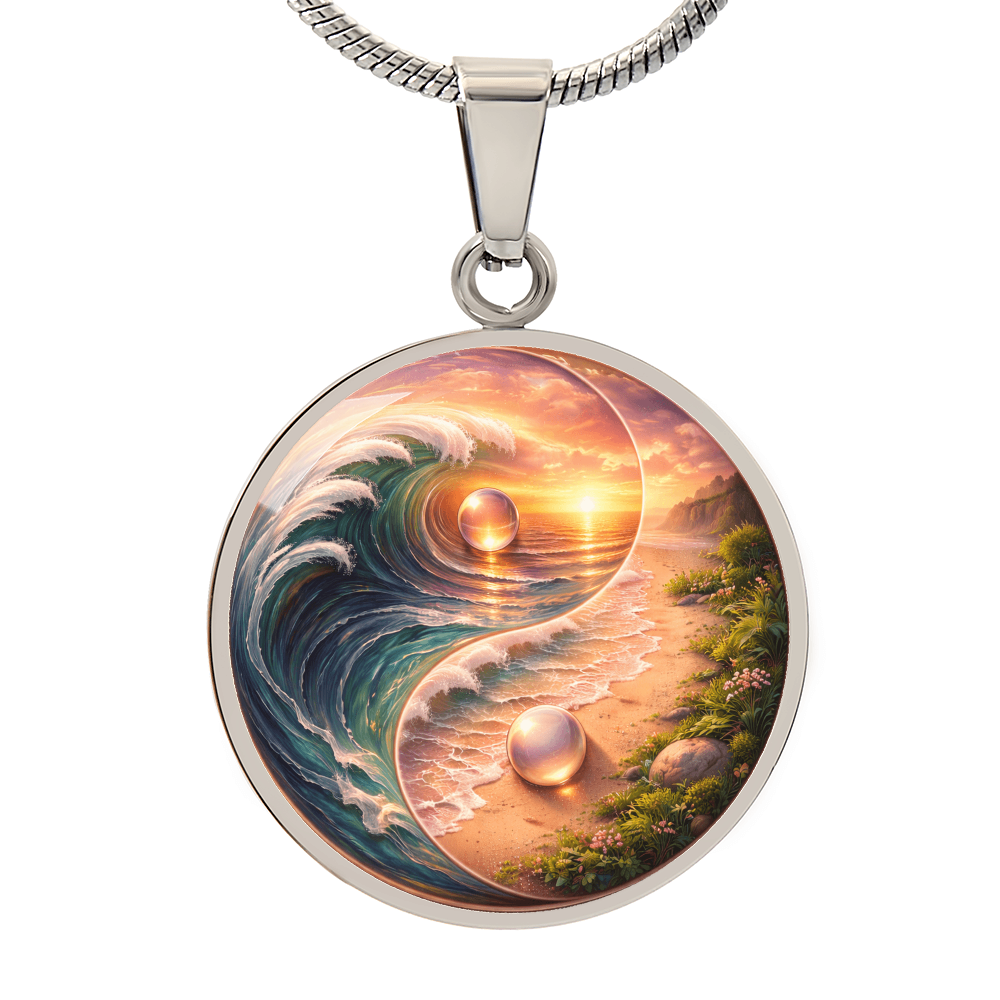 Luxury Graphic Circle Necklace Yin Yang Sunset inspired