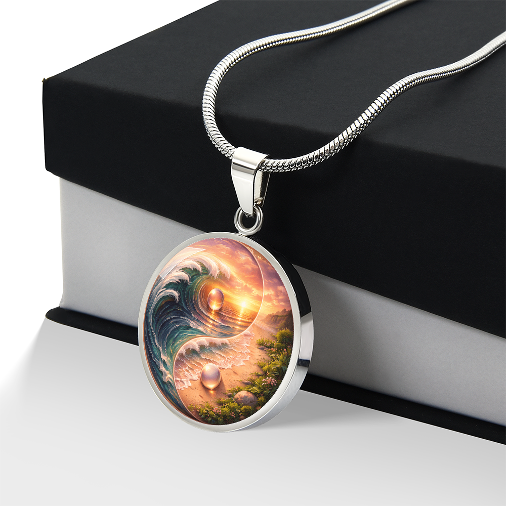 Luxury Graphic Circle Necklace Yin Yang Sunset inspired