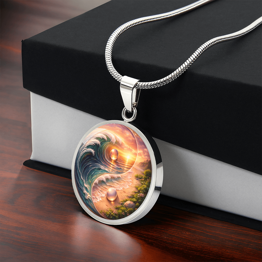 Luxury Graphic Circle Necklace Yin Yang Sunset inspired