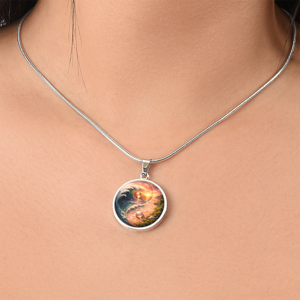 Luxury Graphic Circle Necklace Yin Yang Sunset inspired