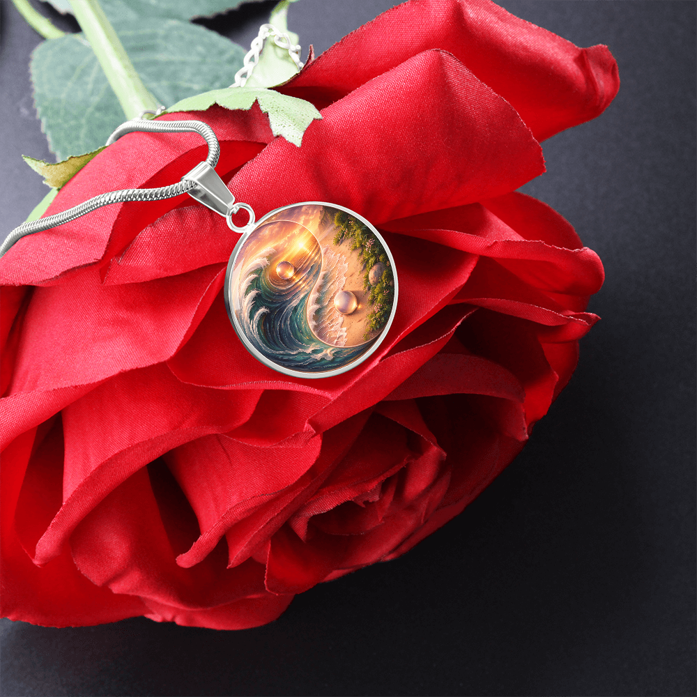 Luxury Graphic Circle Necklace Yin Yang Sunset inspired