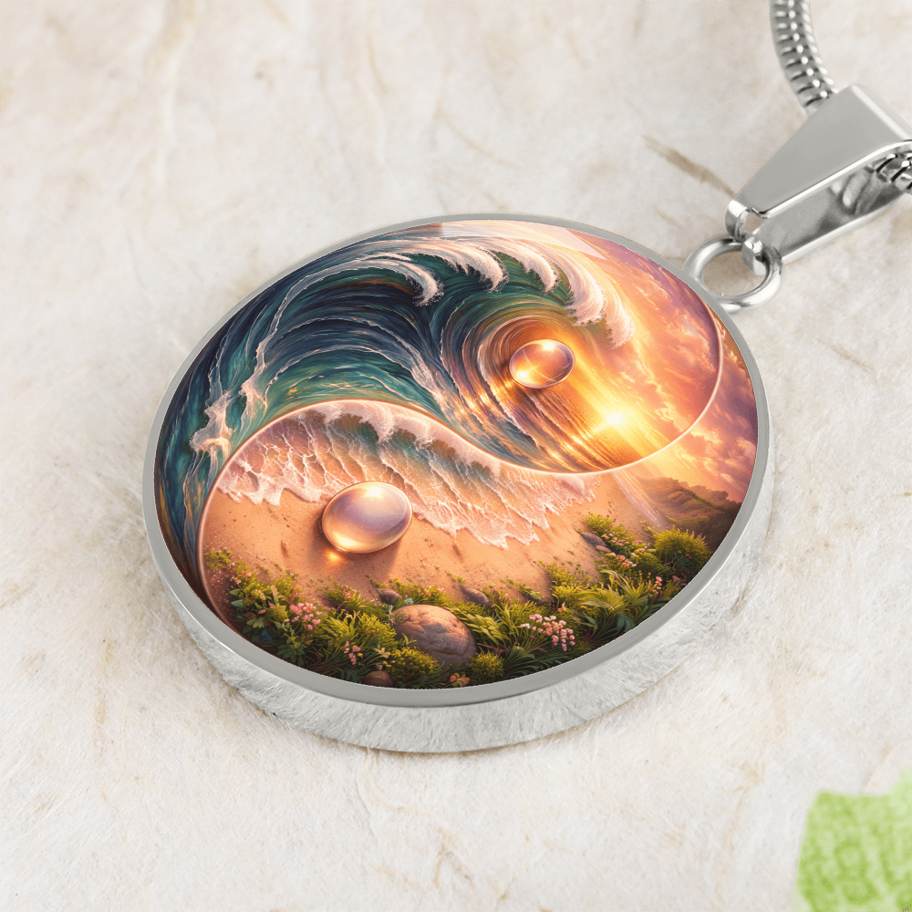Luxury Graphic Circle Necklace Yin Yang Sunset inspired
