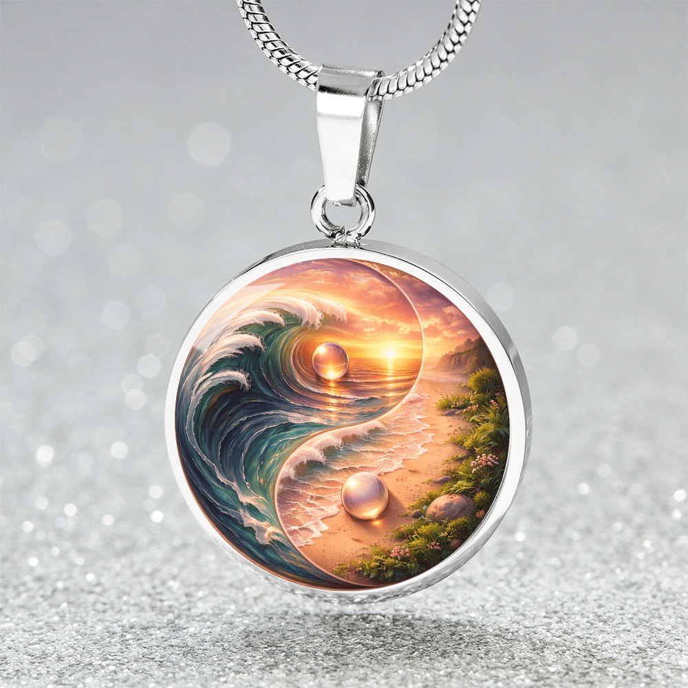 Luxury Graphic Circle Necklace Yin Yang Sunset inspired