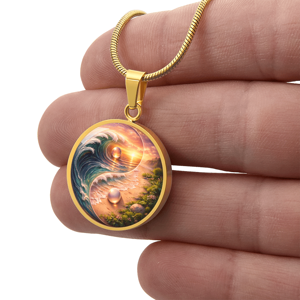 Luxury Graphic Circle Necklace Yin Yang Sunset inspired
