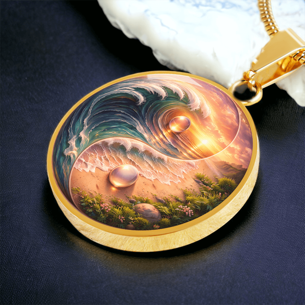 Luxury Graphic Circle Necklace Yin Yang Sunset inspired
