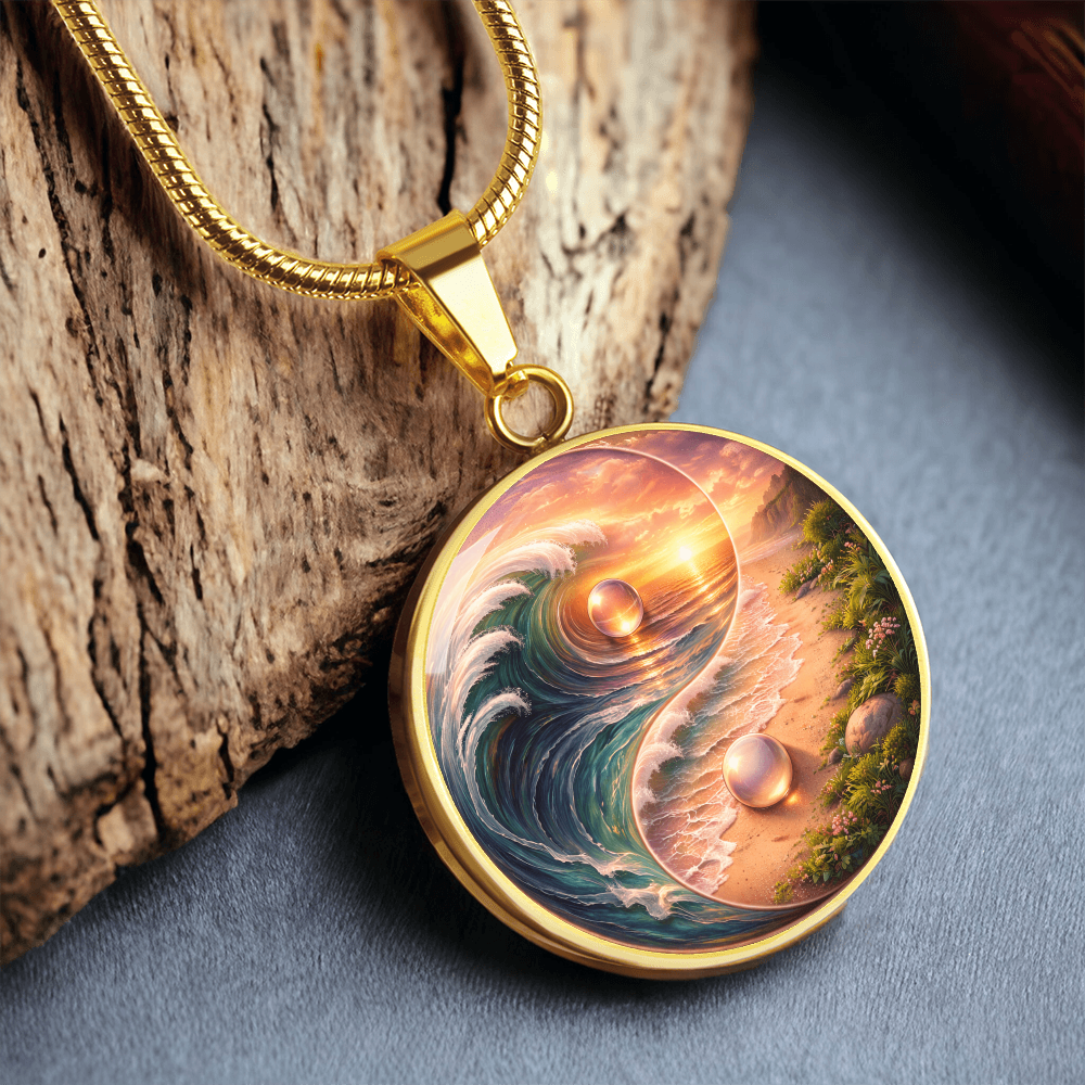 Luxury Graphic Circle Necklace Yin Yang Sunset inspired