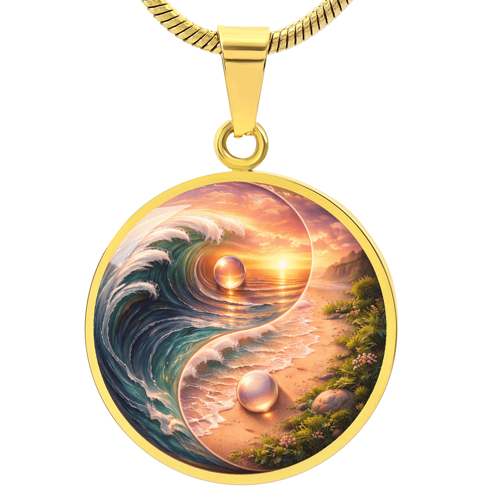 Luxury Graphic Circle Necklace Yin Yang Sunset inspired