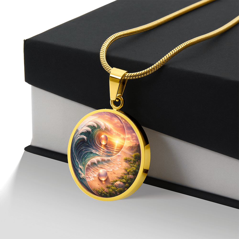 Luxury Graphic Circle Necklace Yin Yang Sunset inspired