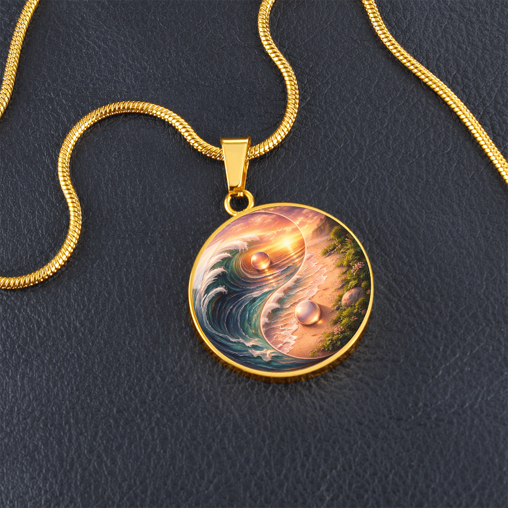 Luxury Graphic Circle Necklace Yin Yang Sunset inspired