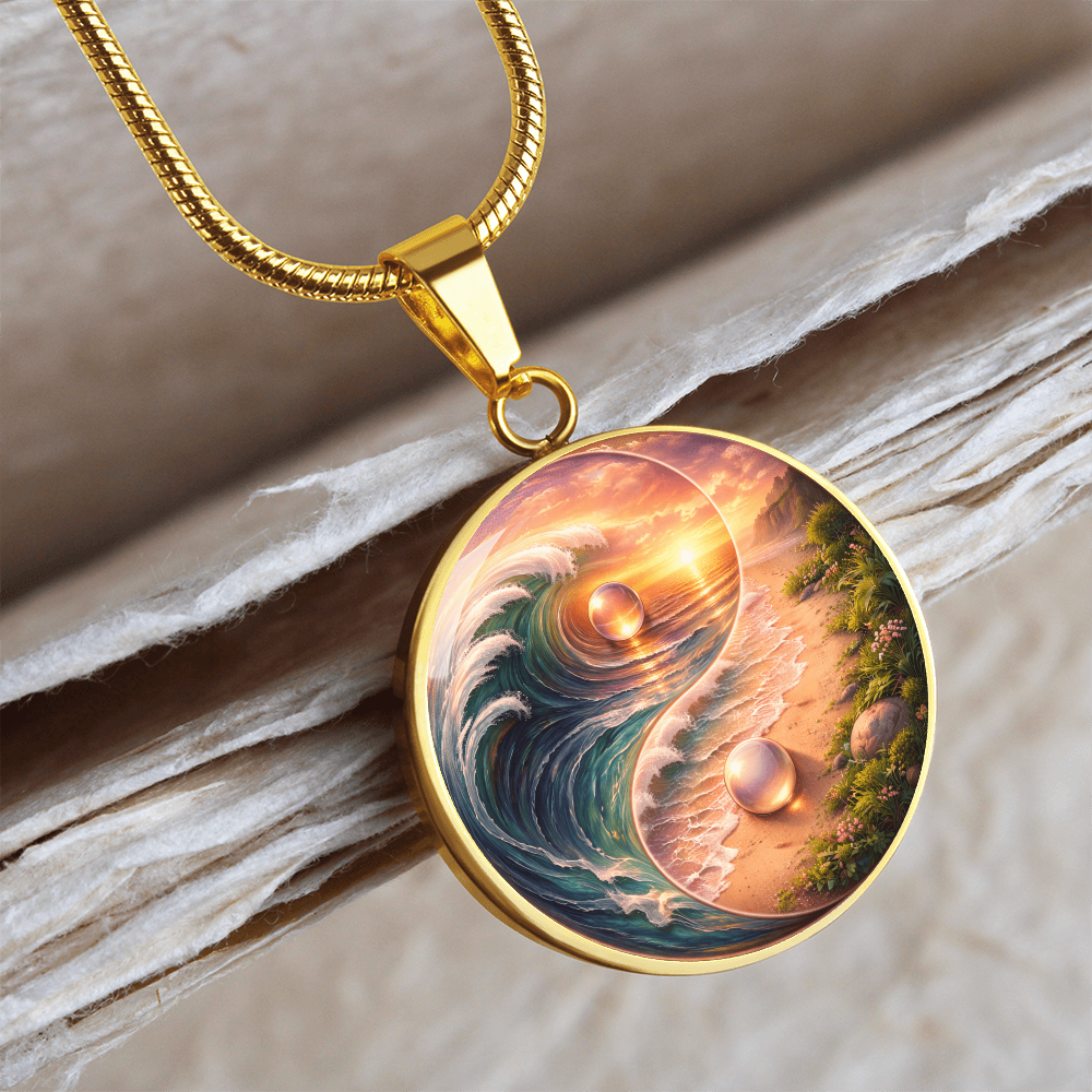 Luxury Graphic Circle Necklace Yin Yang Sunset inspired