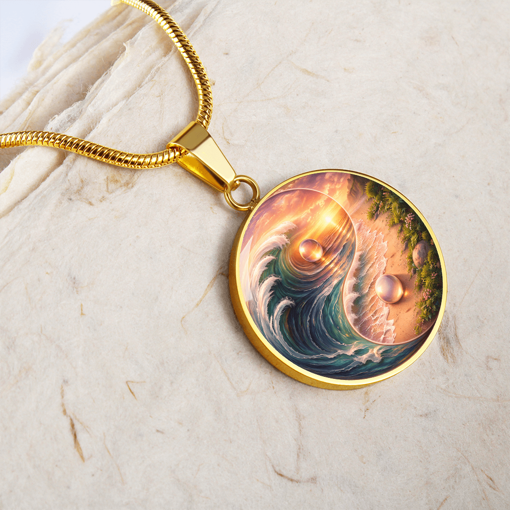 Luxury Graphic Circle Necklace Yin Yang Sunset inspired