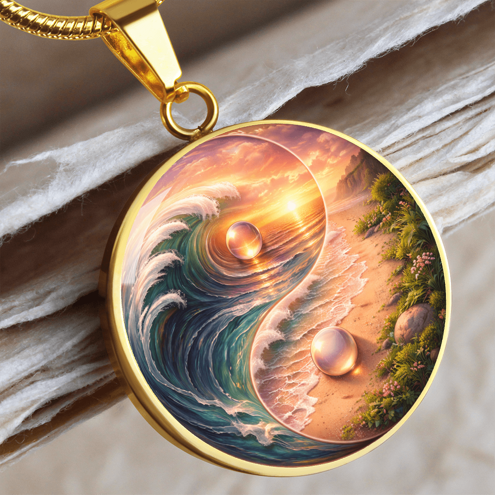 Luxury Graphic Circle Necklace Yin Yang Sunset inspired