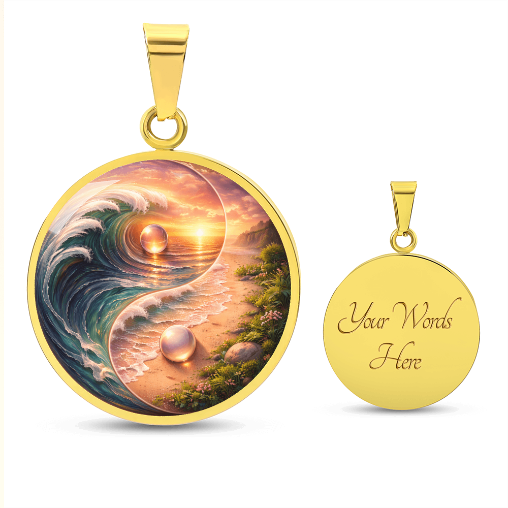 Luxury Graphic Circle Necklace Yin Yang Sunset inspired