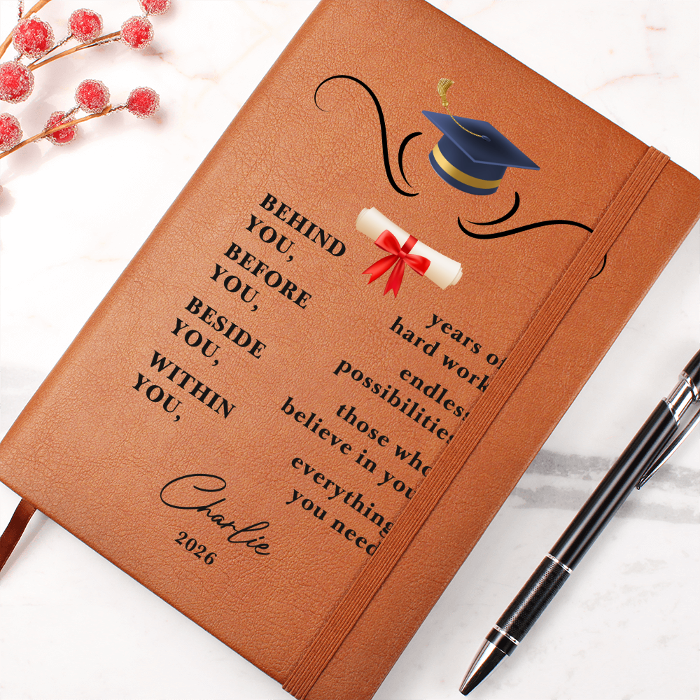 Personalized Vegan Leather Graduation Journal | College Graduate Gift | Custom Keepsake Notebook
