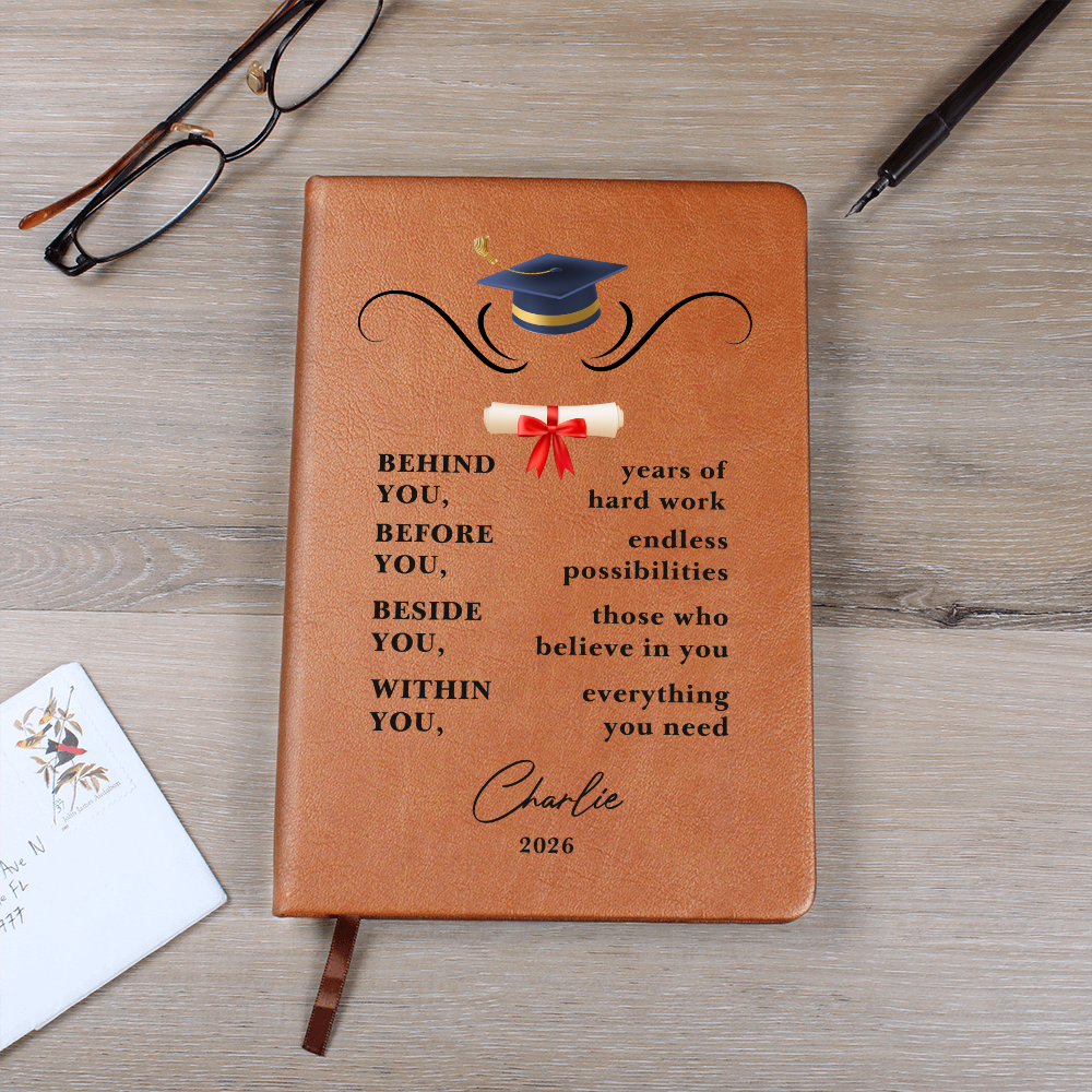 Personalized Vegan Leather Graduation Journal | College Graduate Gift | Custom Keepsake Notebook